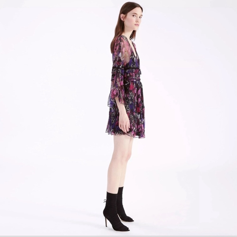 IRO Clash Sheer Ruffle Dress Purple - Picture 4 of 17